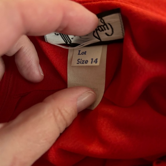 MR.JAY 80s VTG vibrant Red draped long sleeve dress. Size 14. - Picture 8 of 9